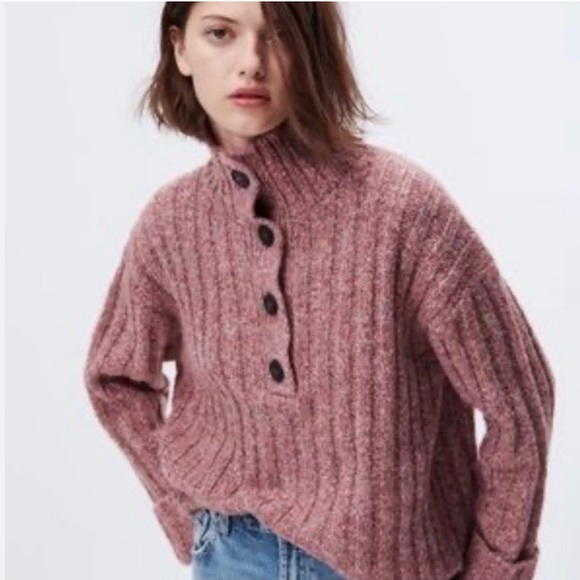 🧶 ZARA RUSTY PINK RIBBED CHUNKY KNIT JUMPER! - Picture 11 of 12